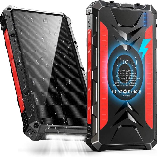 Red Hawk - QI Powerbank mit Solarzellen